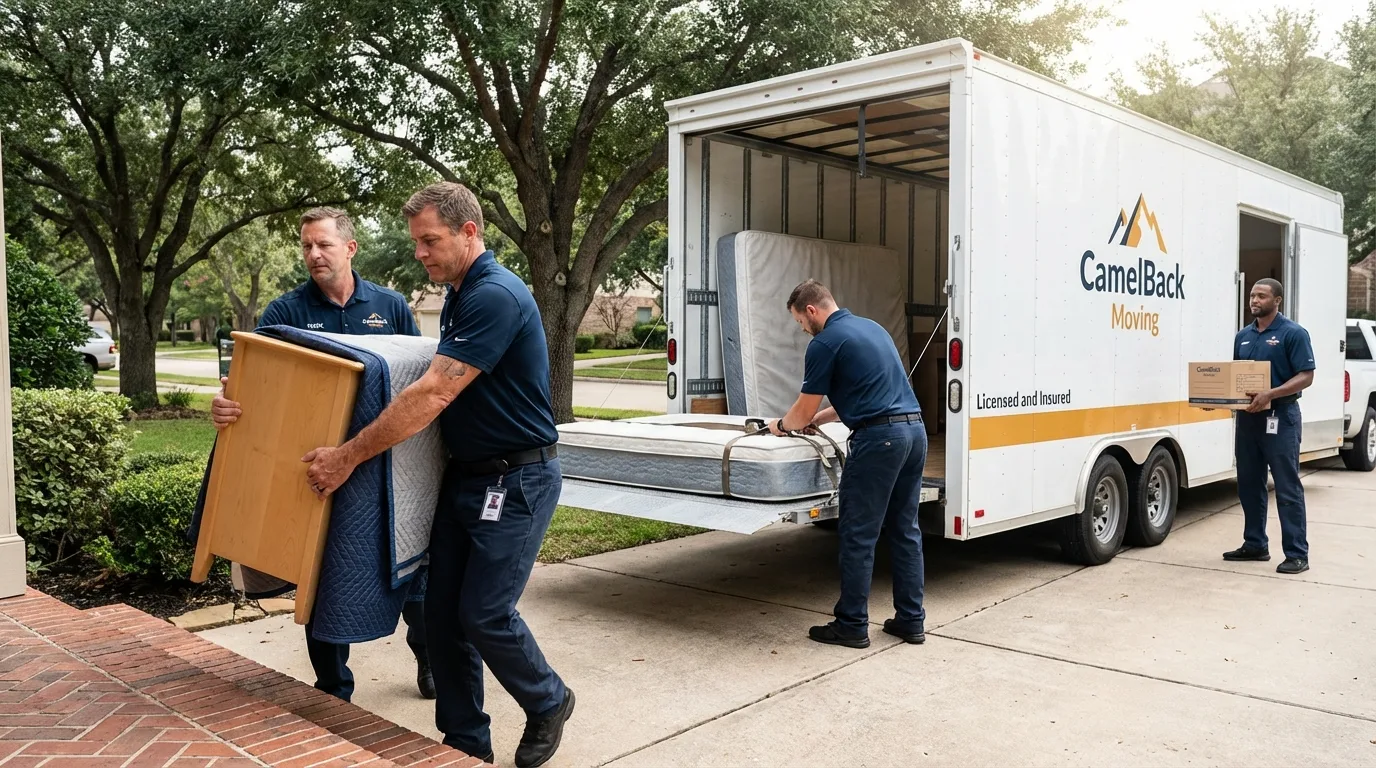 Crew loading residential truck for cross-state move from Port Carbon, PA