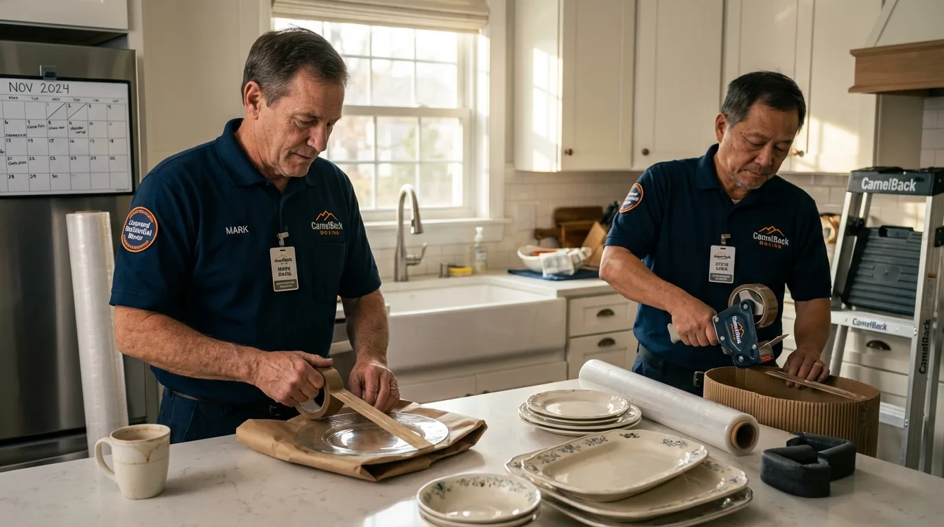 Professional crew packing kitchen dishware in Port Carbon, PA
