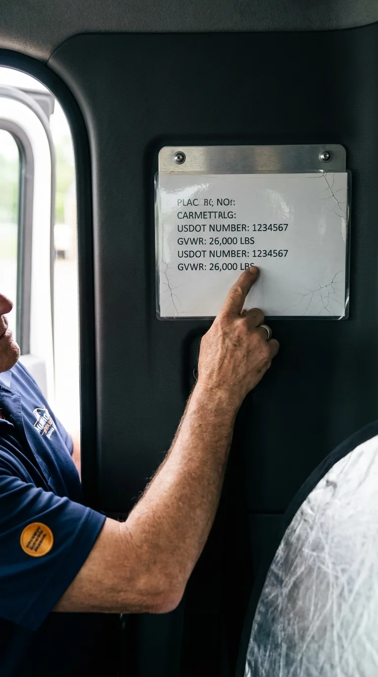 USDOT licensing placard verification in Port Carbon